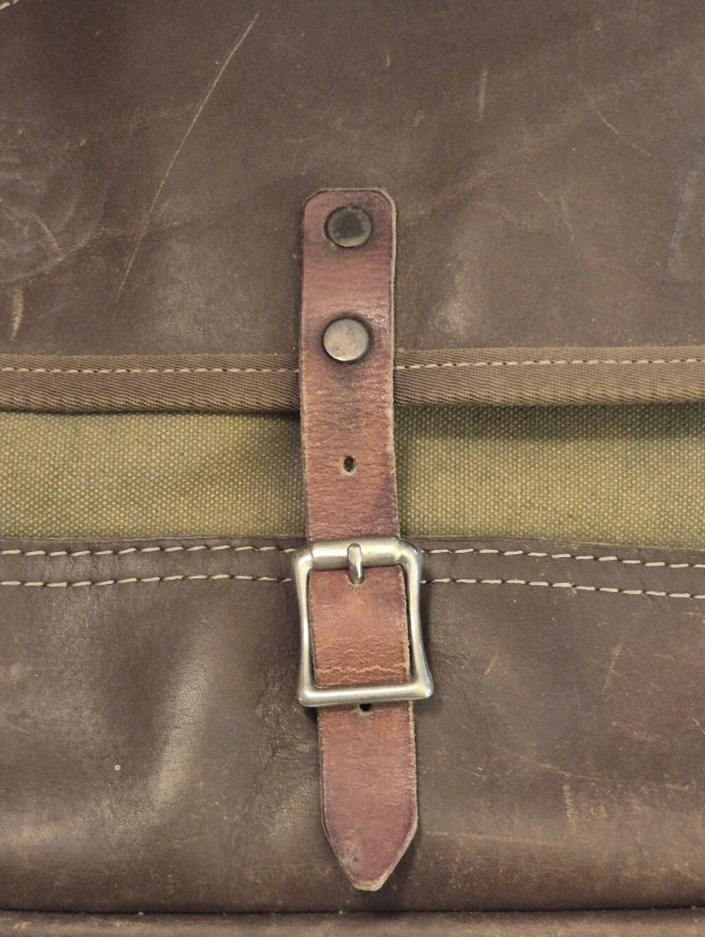 Vintage Orvis Canvas and Leather Messenger Bag, Green And Brown